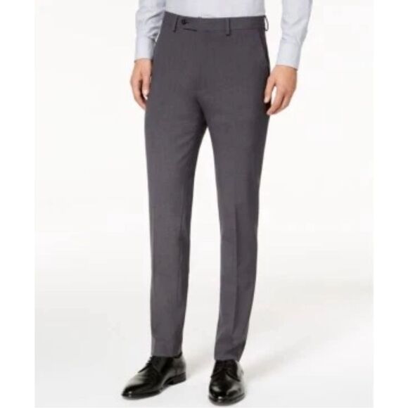 CALVIN KLEIN Mens Grey STRETCH Skinny Fit Business Dress Pants Slacks 38x34 - Picture 1 of 8